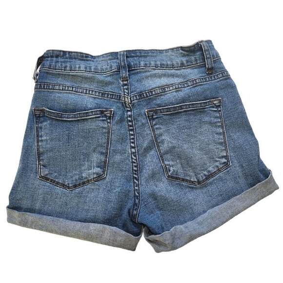 KanCan Denim Shorts Womens Size 26 Rolled Cuff Distressed Mid Rise Boho Festival - Picture 2 of 7